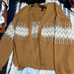 Brown gray and white cardigan